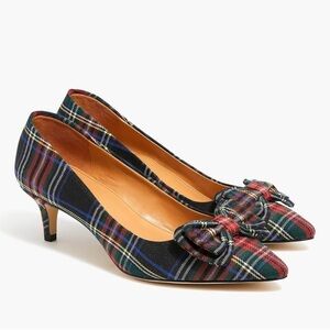 J. Crew Plaid Heels with Bow - Red, Green, Blue